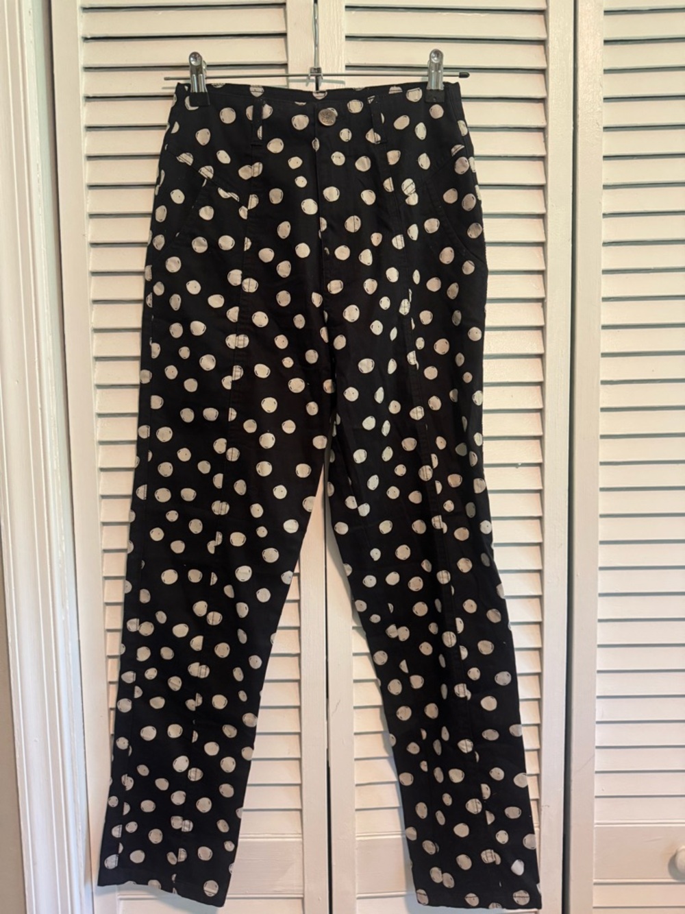 Lucy & Yak Black Pants with White Polka Dots